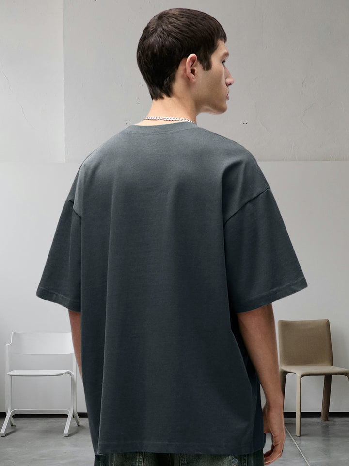 Solid Men Oversized T-Shirt - Dark Grey