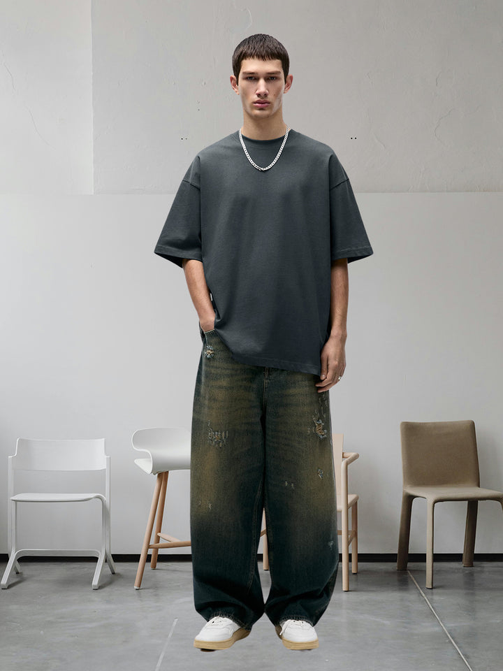 Solid Men Oversized T-Shirt - Dark Grey