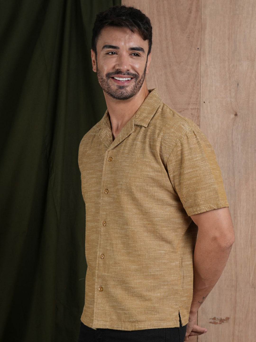 Men's Half Sleeves Shirt - Khaki