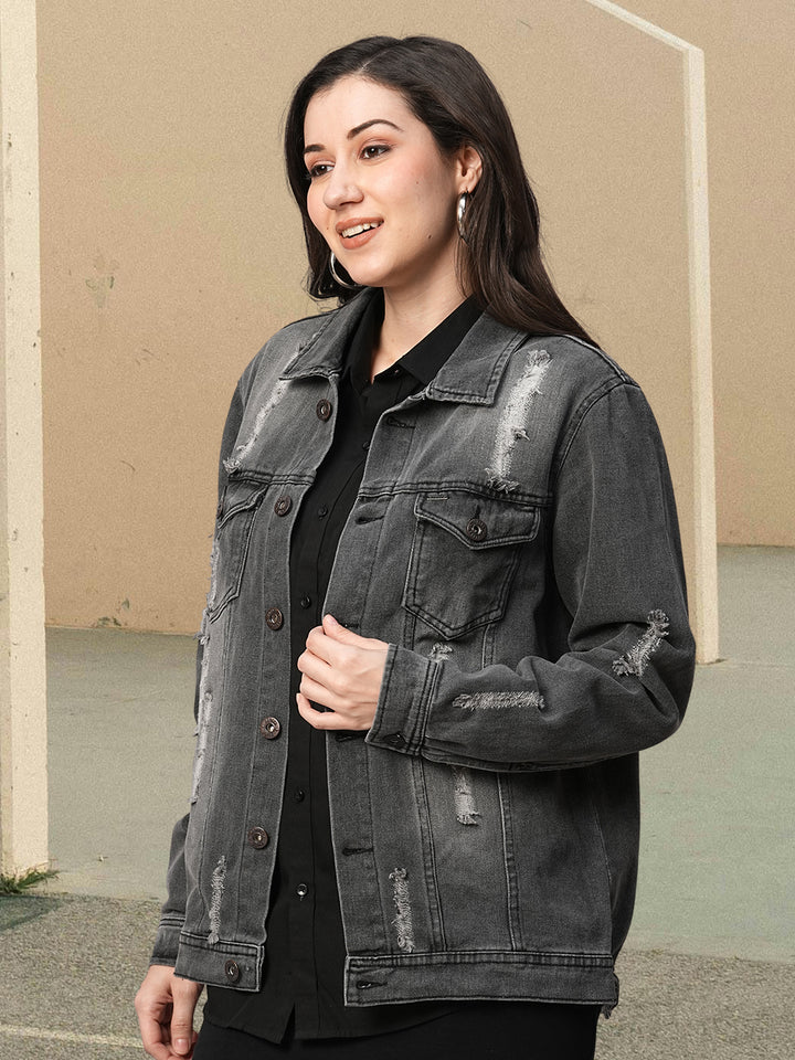 Distress Women jacket - Black