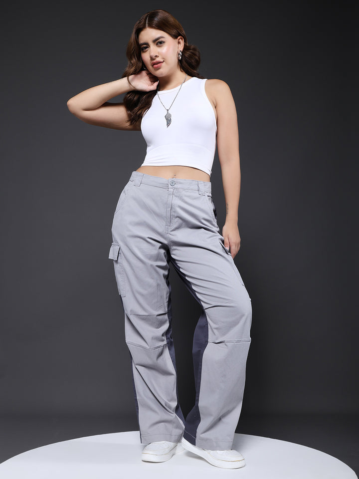 ColorBlock Parachute Pants For Women