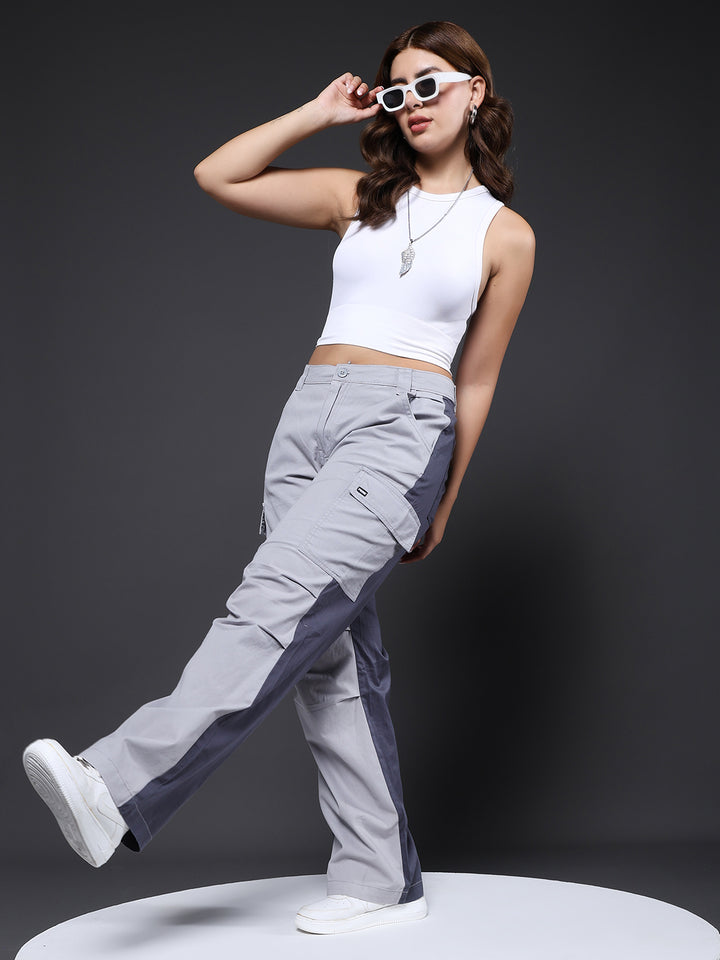 ColorBlock Parachute Pants For Women
