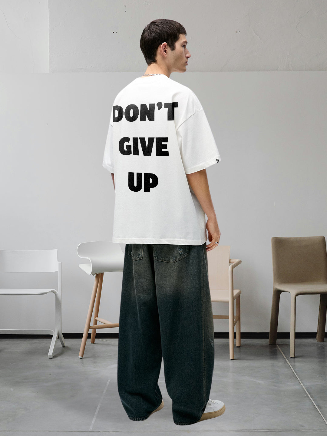 Dont Give Up Men Printed Premium Oversized Terry T-shirt