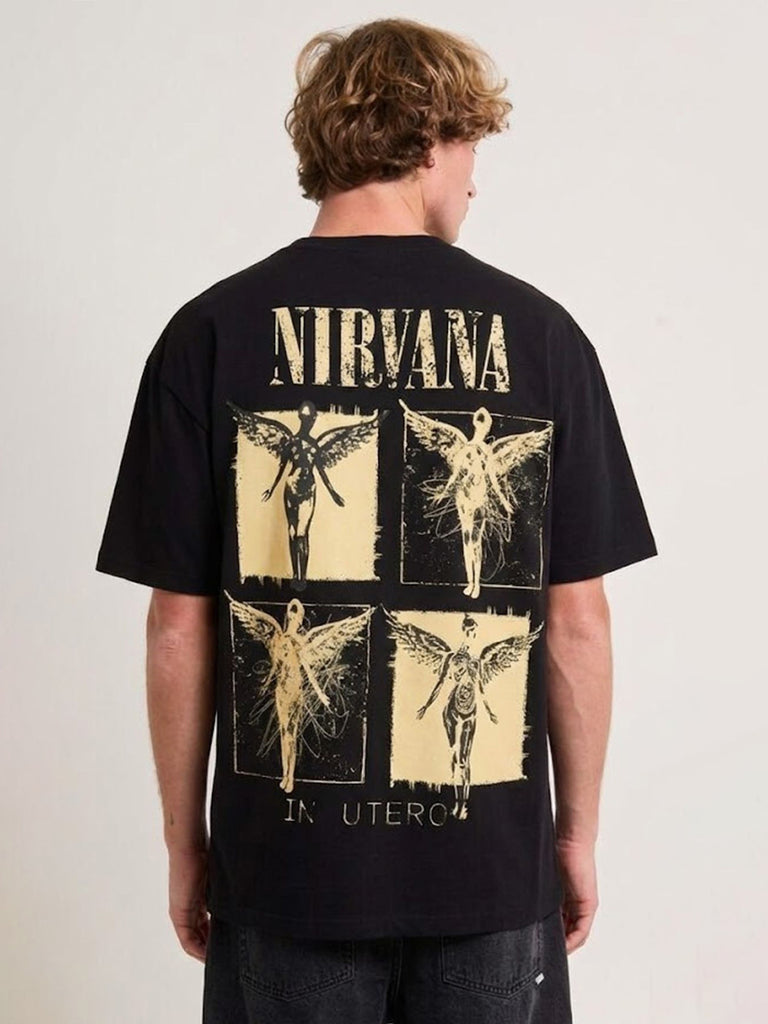 Vintage Nirvana Men Oversized Printed T-Shirt (Black)