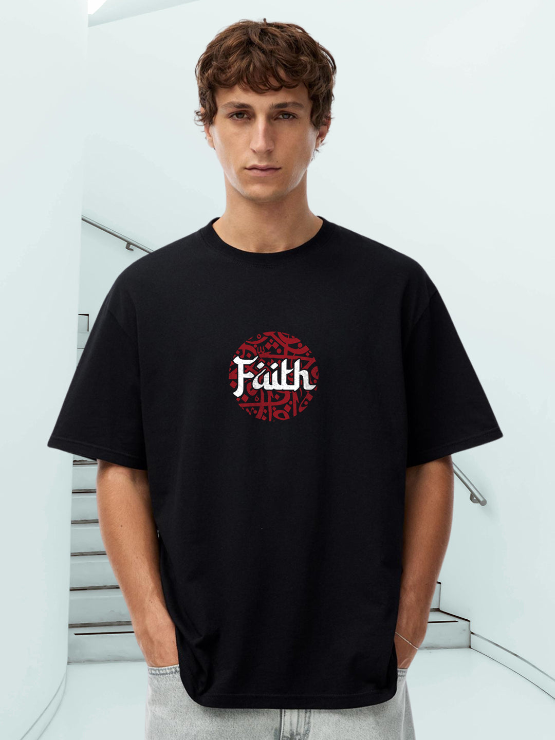 Faith Men Printed Oversized T-Shirt