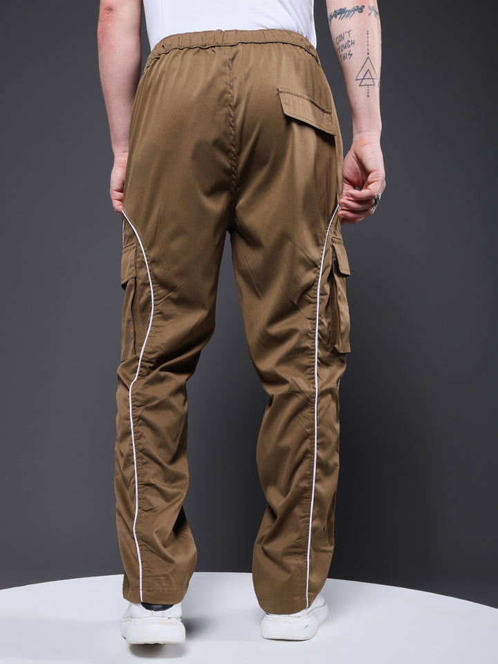Men Utility Cargo - Khaki Reflective Stripes