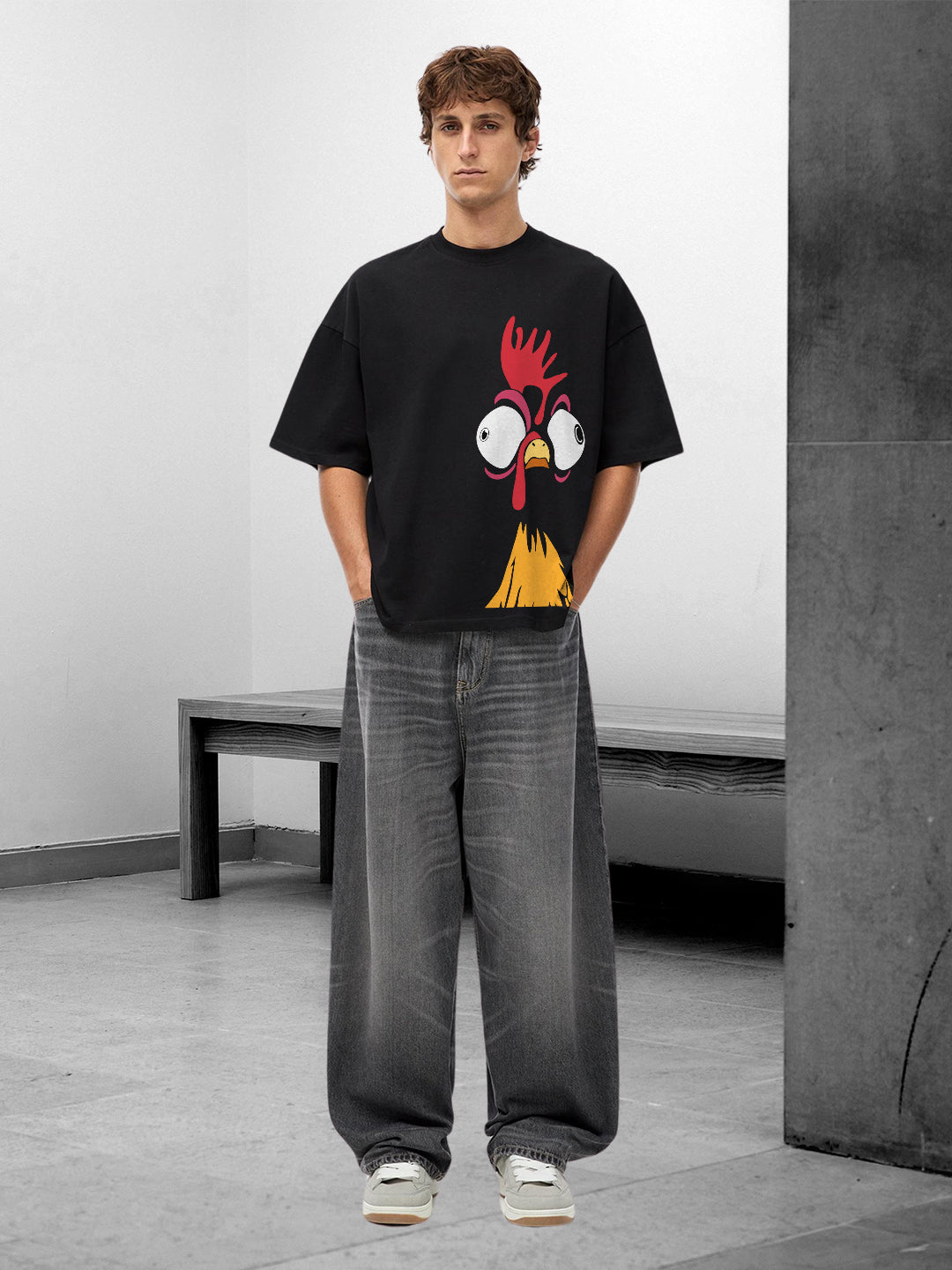 The Roost Men Printed Premium Oversized Terry T-shirt