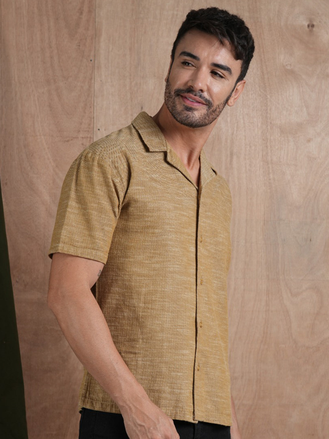 Men's Half Sleeves Shirt - Khaki