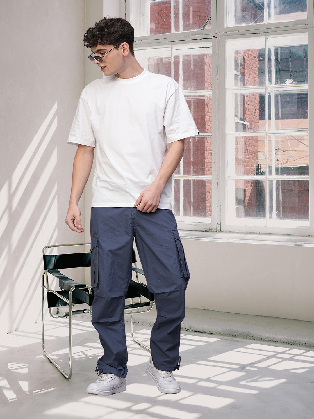 Parachute Pants For Men - Denim Blue