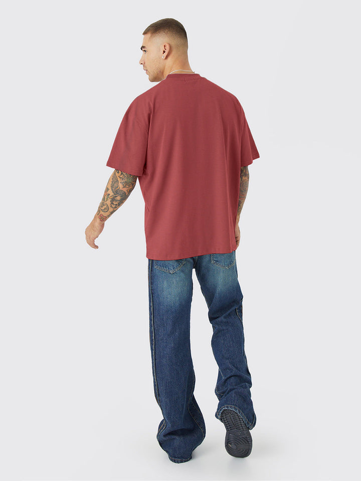 Solid Men Oversized T-Shirt - Mauve Taupe