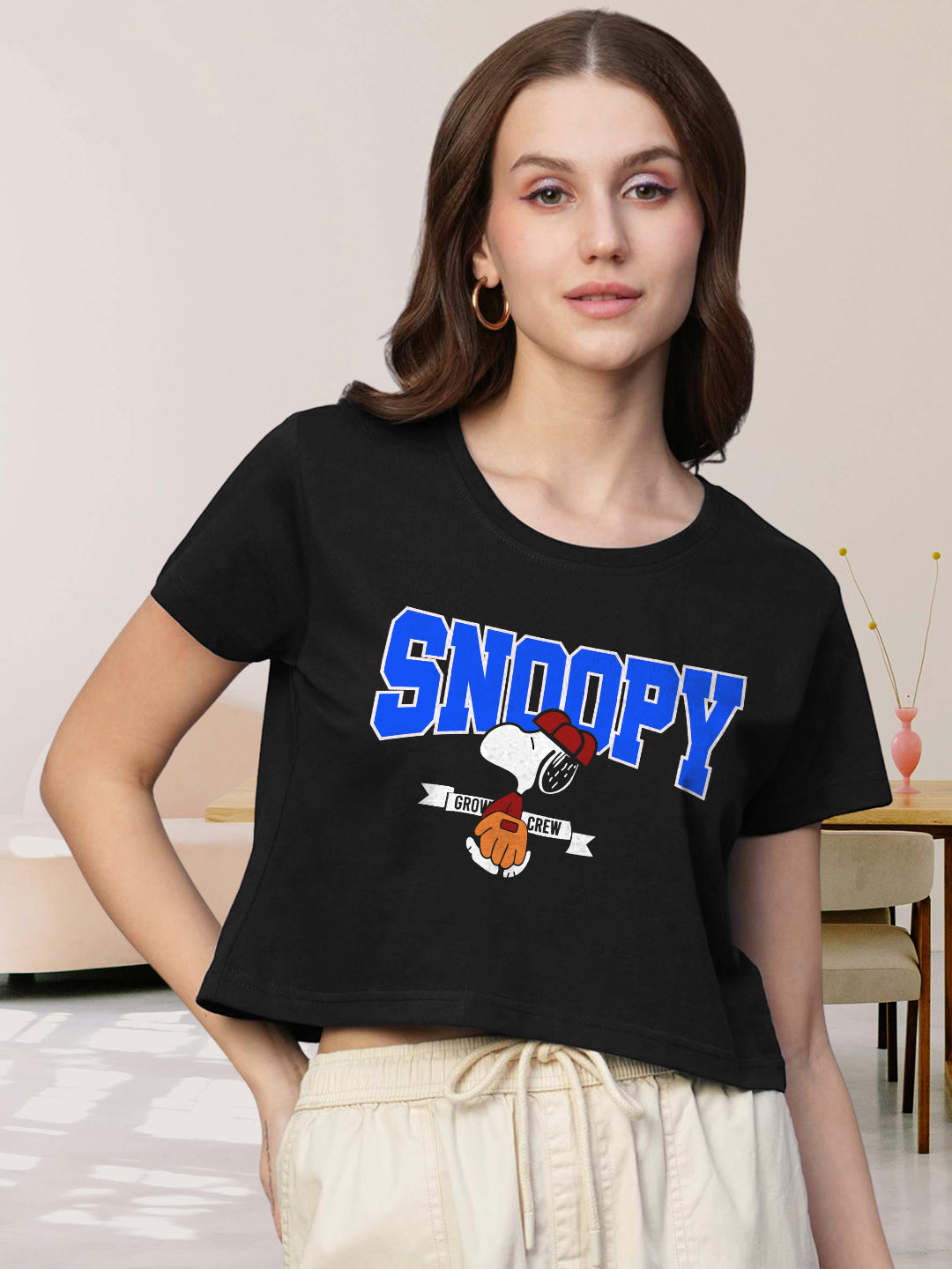 Snoopy Women Printed Crop Top