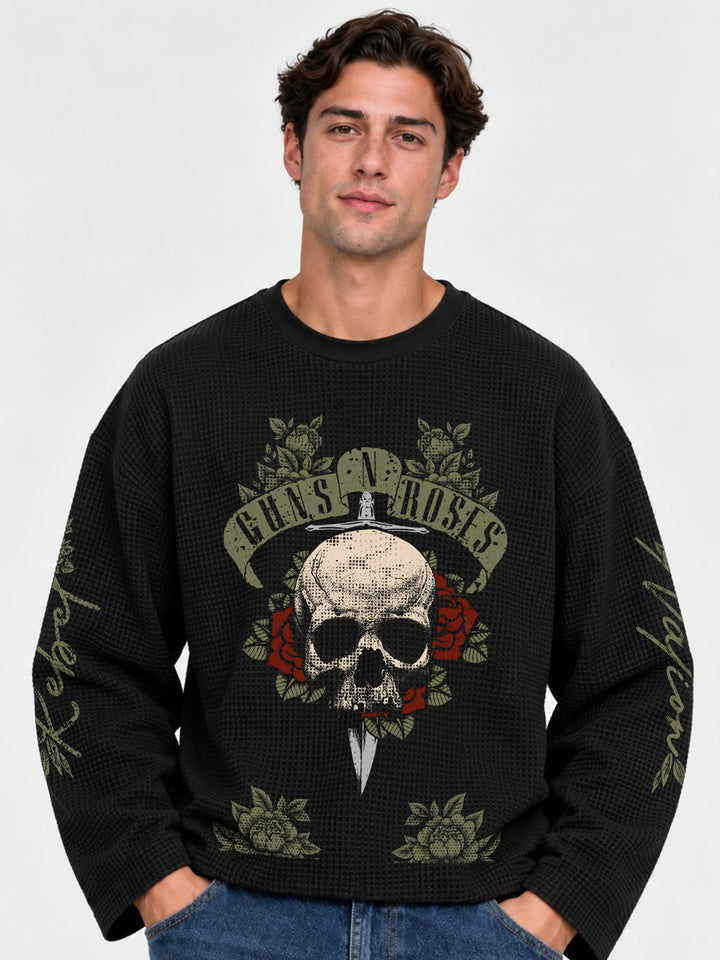 Valvet Bones Full Sleeve Boxy Waffle T-Shirt