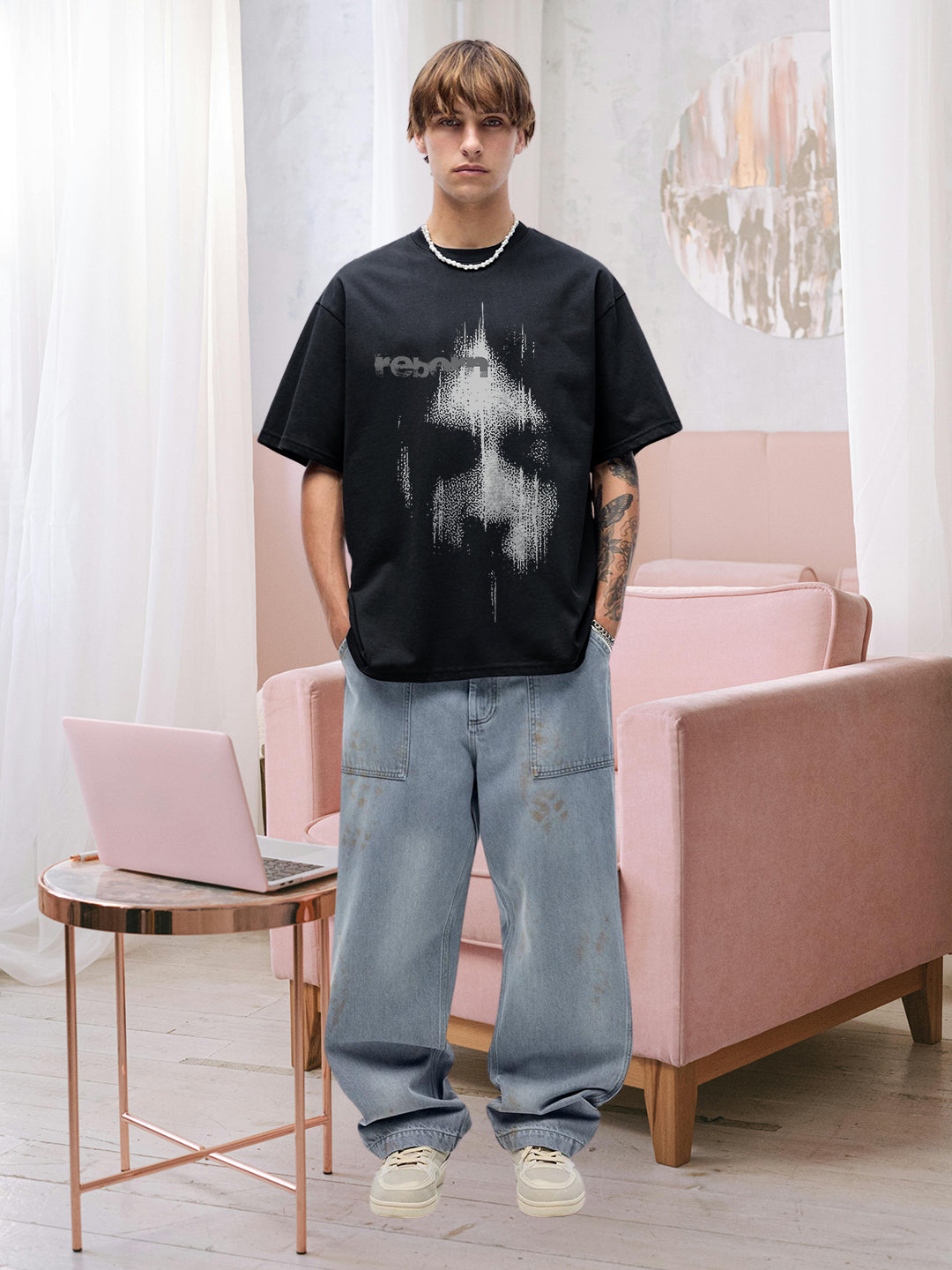 Reborn Men Printed Premium Oversized Terry T-shirt