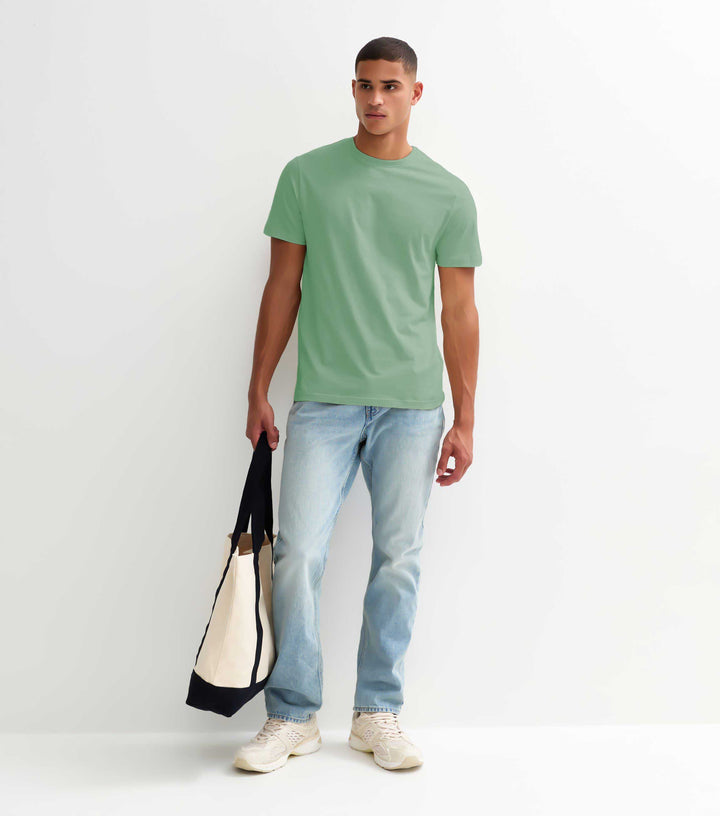 Solid Men Half Sleeve T-Shirt - Mint Green