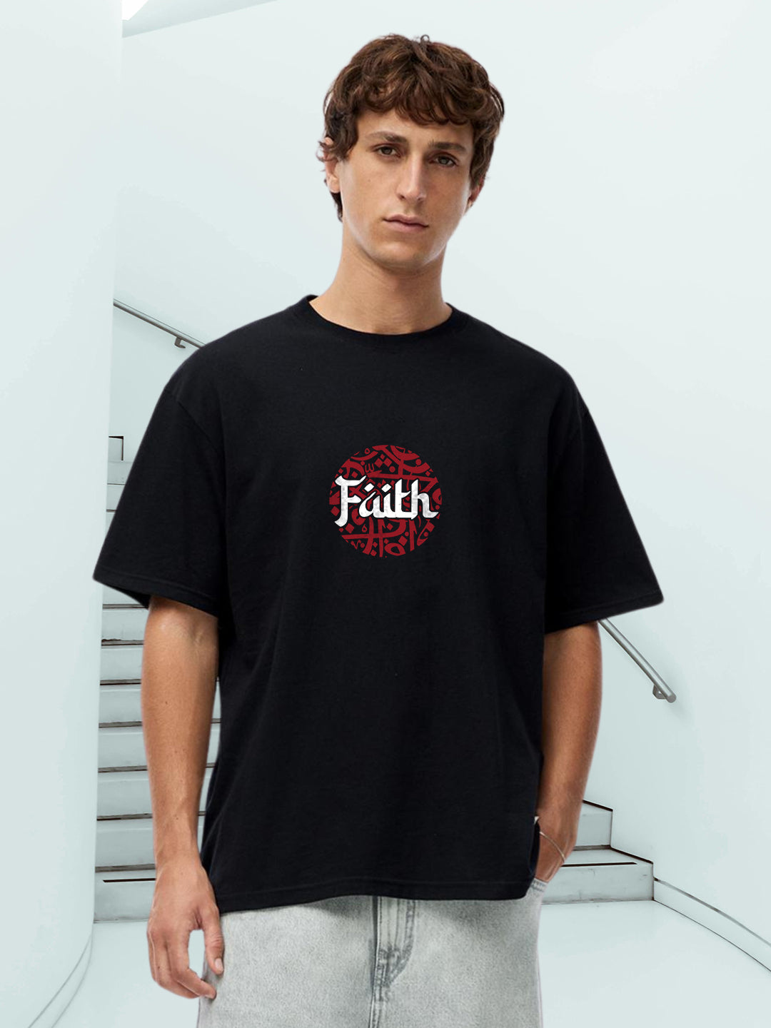 Faith Men Printed Oversized T-Shirt