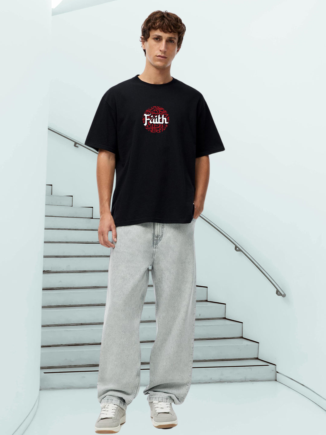 Faith Men Printed Oversized T-Shirt