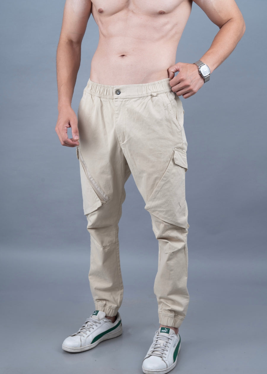 Men Regular Fit Cargo Jogger - Beige