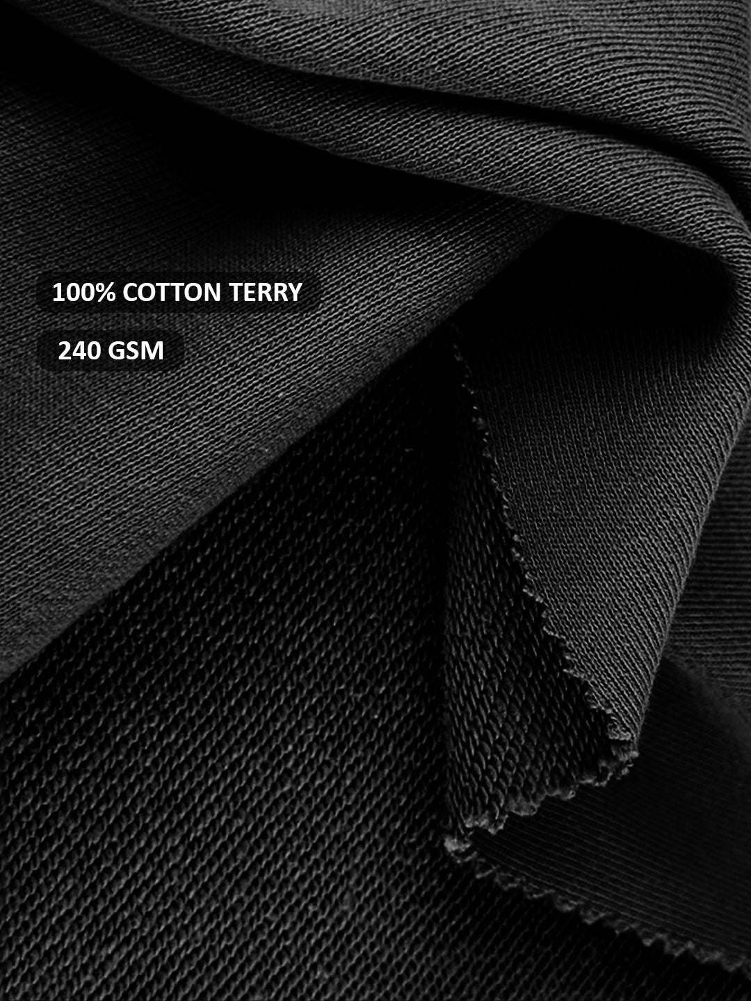 Men Premium Terry Cargo Pants - Black