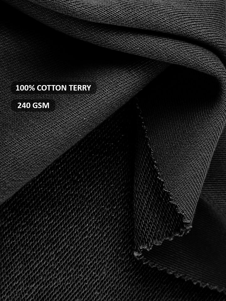 Men Premium Terry Cargo Pants - Black