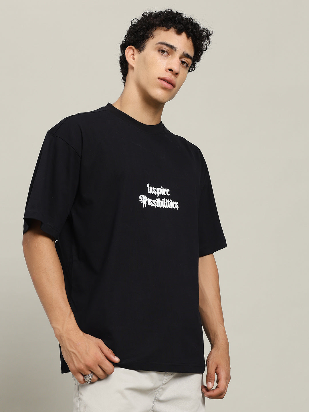 Inspire Possibilities Puff Printed Men Oversized T-shirt