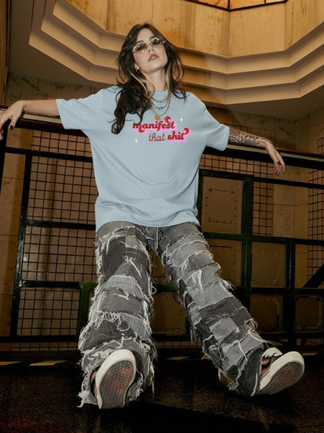 MANIFEST THAT SHIT Women Oversized Terry T-Shirt