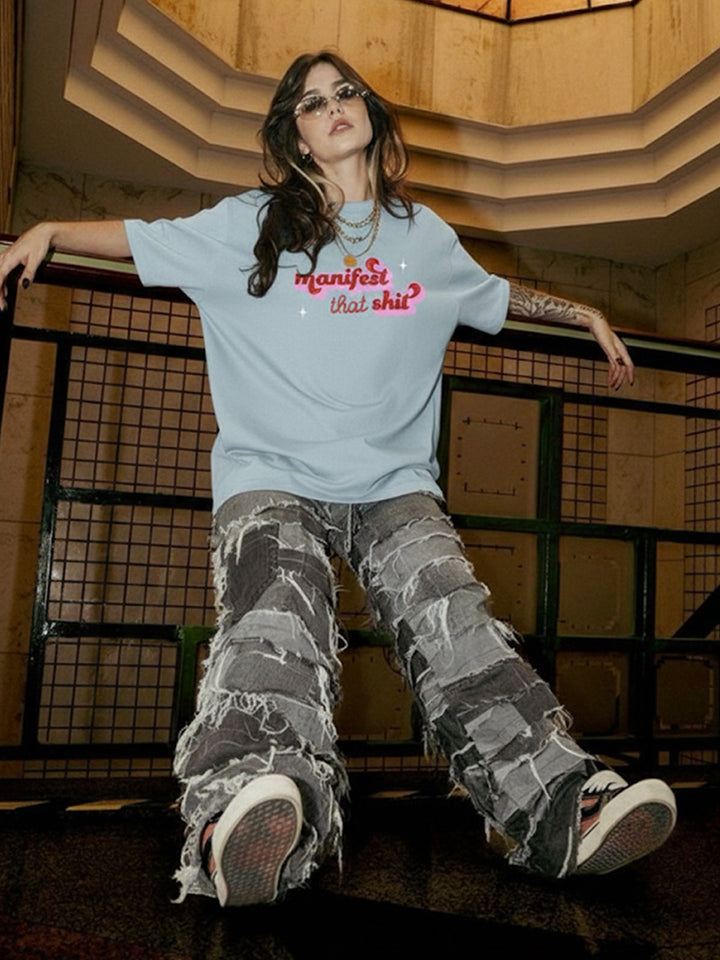 MANIFEST THAT SHIT Women Oversized Terry T-Shirt