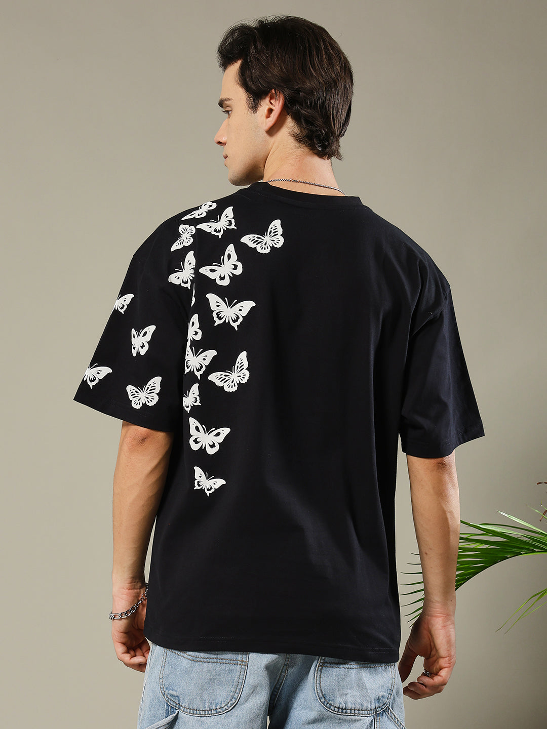 Butterfly Puff Printed Men Oversized T-shirt