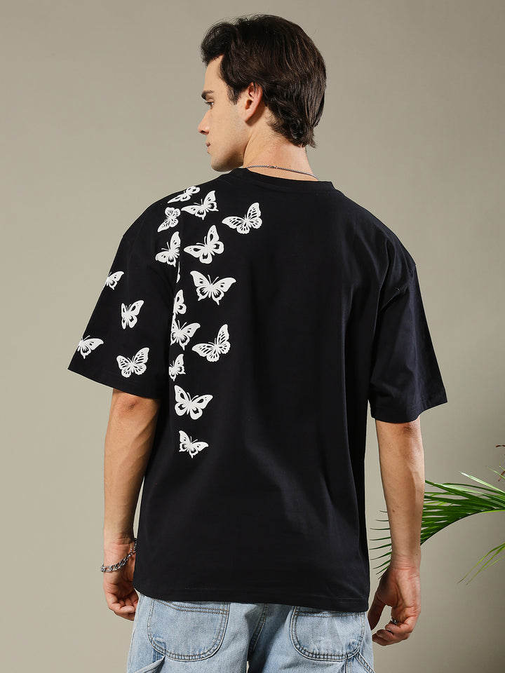 Butterfly Puff Printed Men Oversized T-shirt