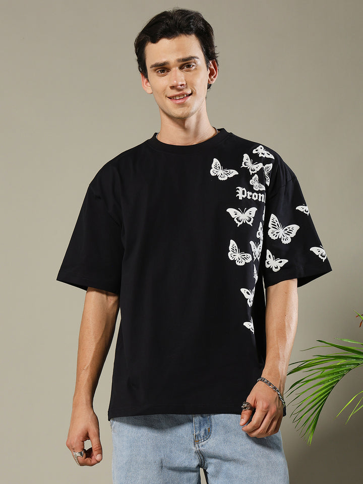 Butterfly Puff Printed Men Oversized T-shirt