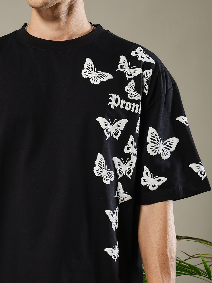 Butterfly Puff Printed Men Oversized T-shirt