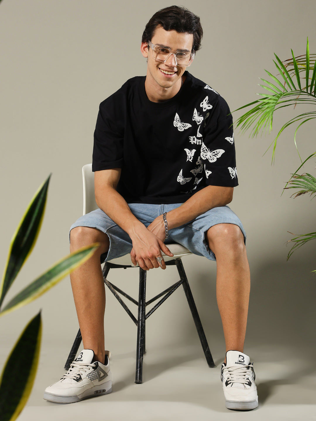 Butterfly Puff Printed Men Oversized T-shirt