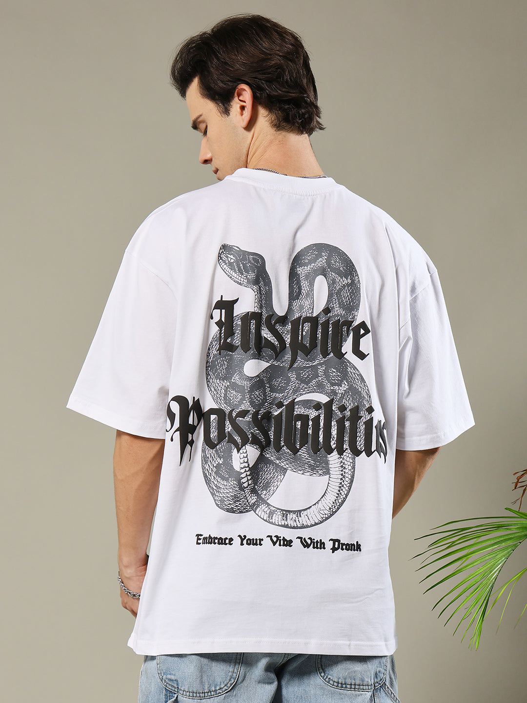 Inspire Possibilities Puff Printed Men Oversized T-shirt –