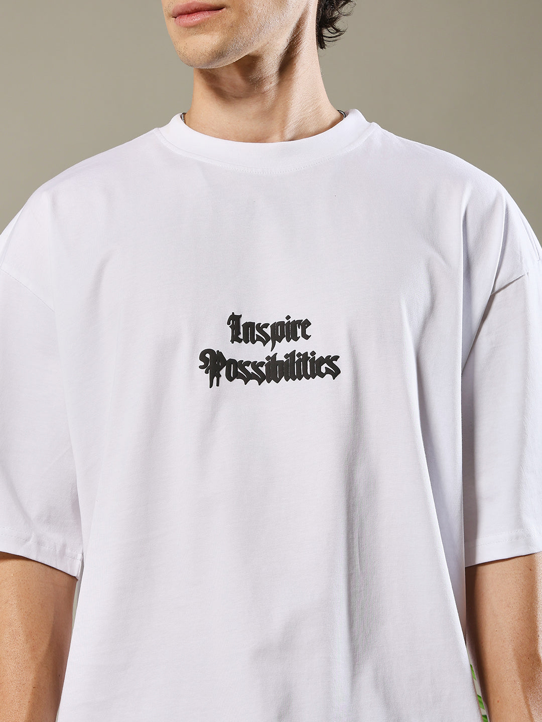 Inspire Possibilities Puff Printed Men Oversized T-shirt