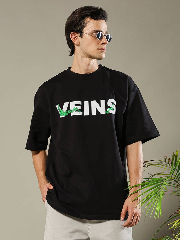 Ice In My Veins Puff Printed Men Oversized Terry T-shirt