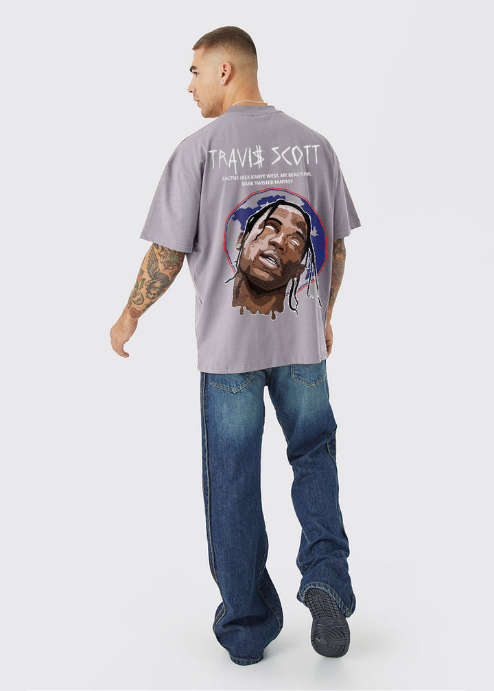 Travis Scott Men Oversized Printed T-Shirt