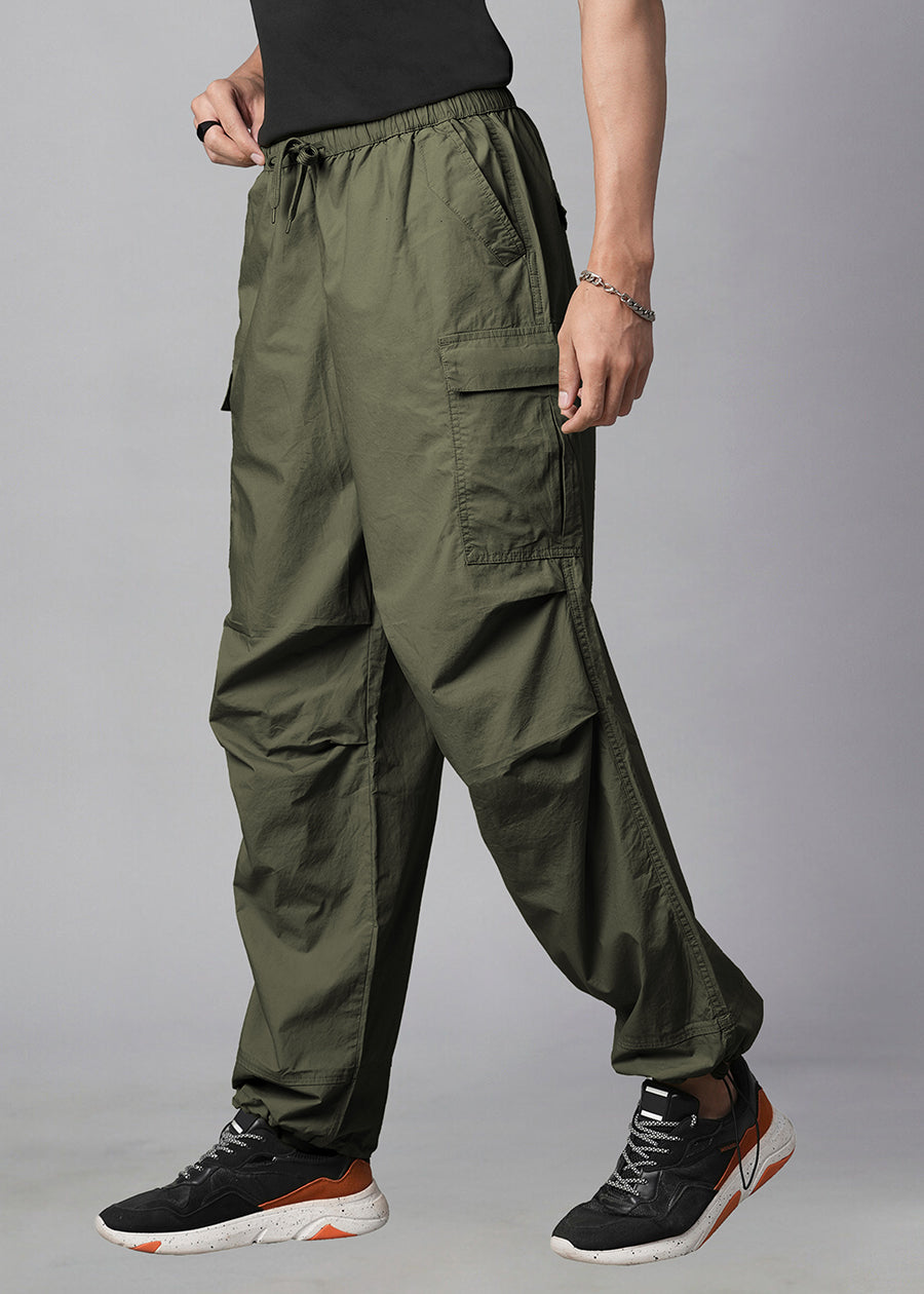 Parachute Pants For Men - Olive Green