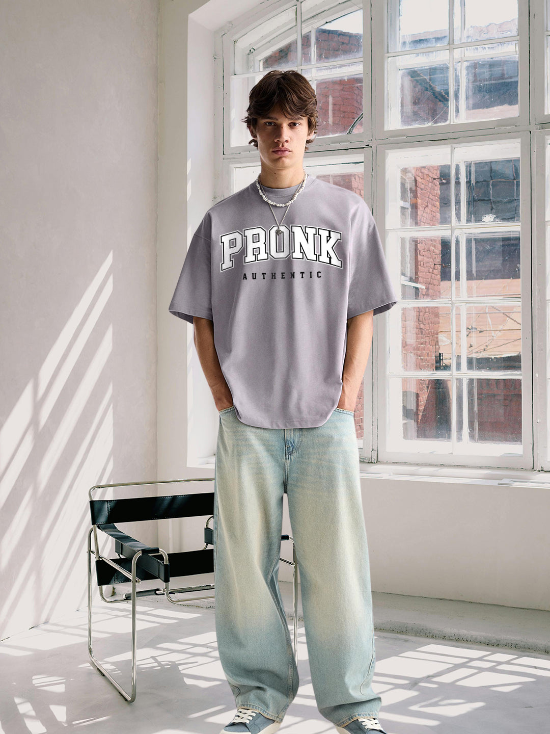 Pronk Authentic Men Oversized T-Shirt - Ash Grey