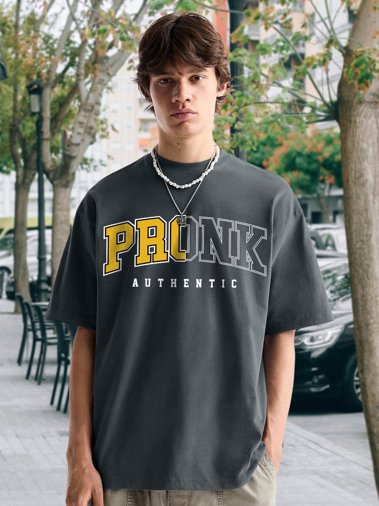 Pronk Authentic Men Oversized T-Shirt Dark Grey | Men's Oversized