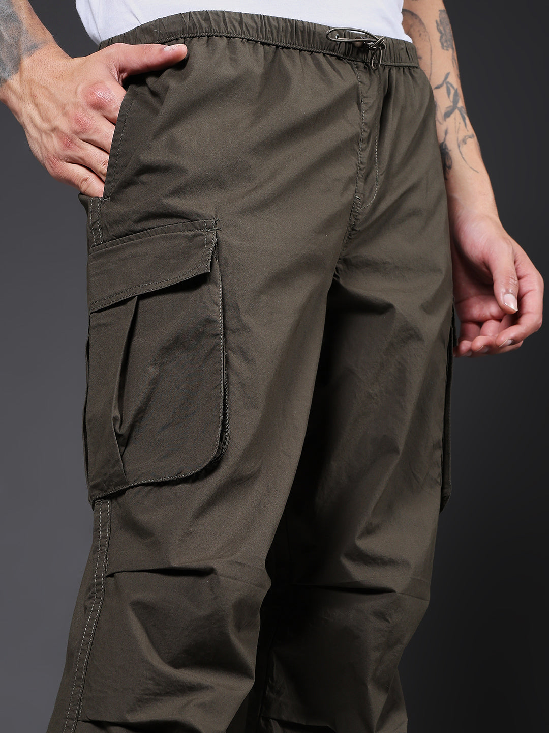 Parachute Pants For Men - Olive Green