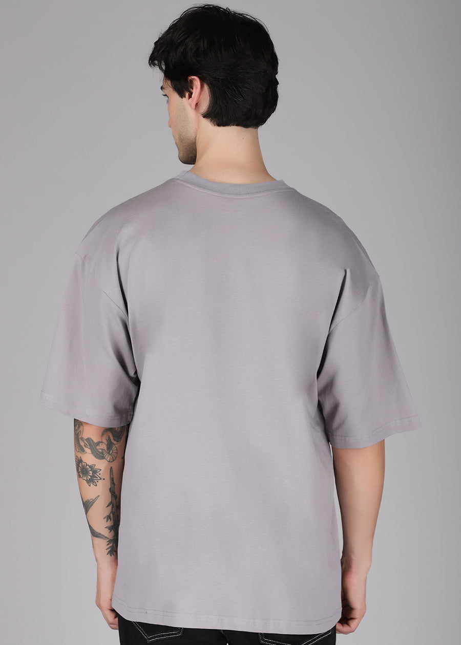 Solid Men Oversized T-Shirt - Ash Grey