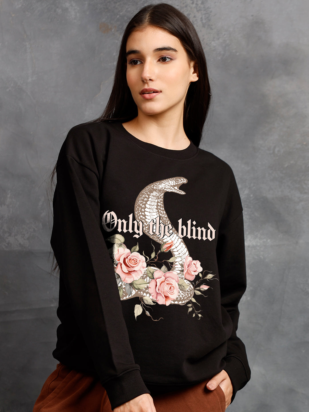 Only The Blind Women Drop Shoulder Premium Terry Sweatshirt