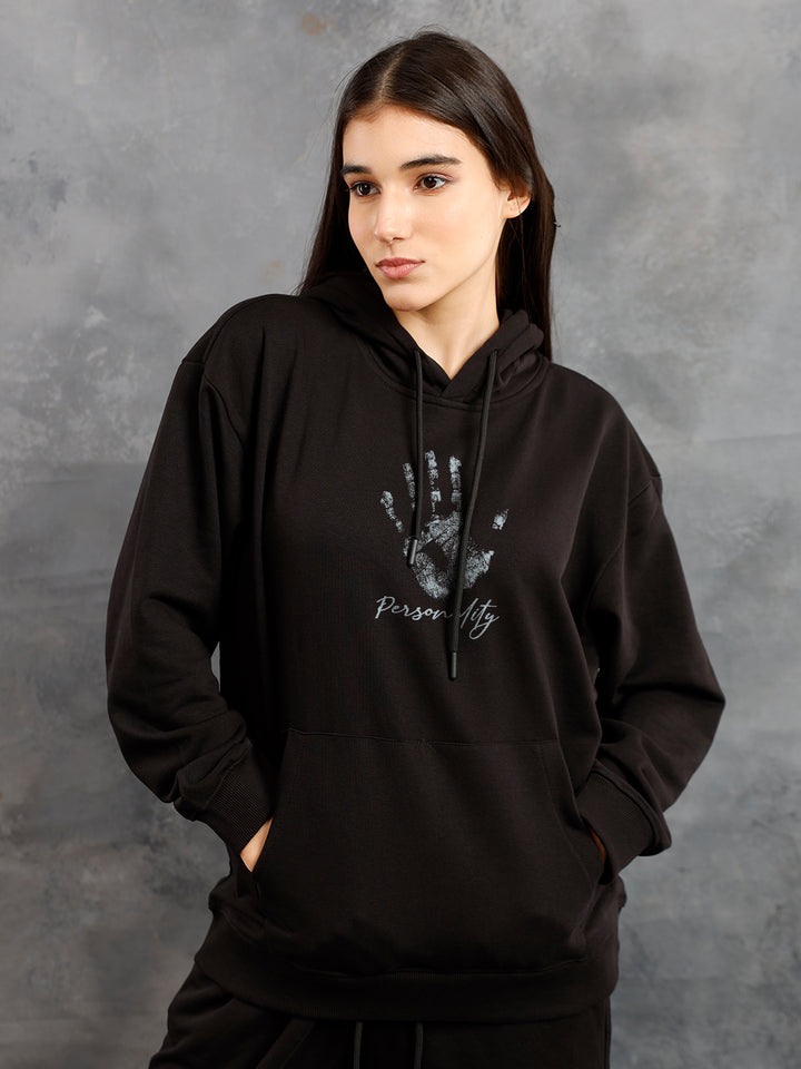 Personality Women Drop Shoulder Premium Terry Hoodie