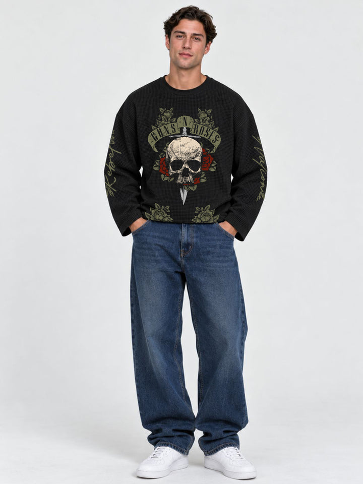 Valvet Bones Full Sleeve Boxy Waffle T-Shirt