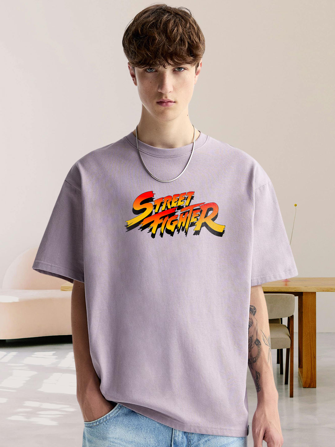 Warrior World Street Fighter Men Oversized Printed T-Shirt