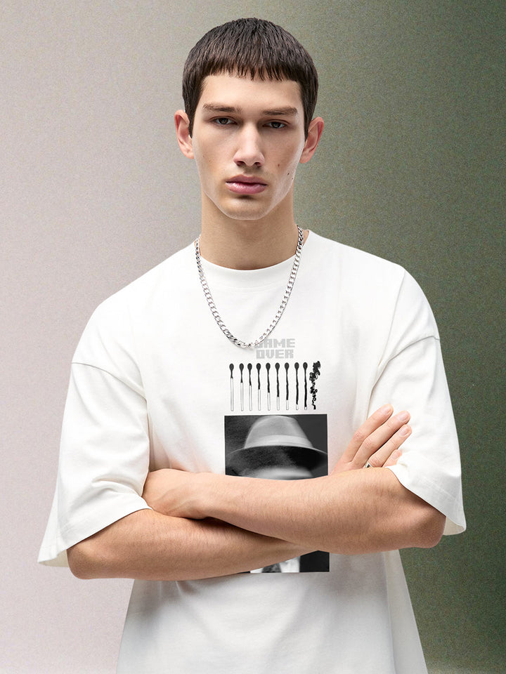 Game Over Men Oversized Printed T-Shirt