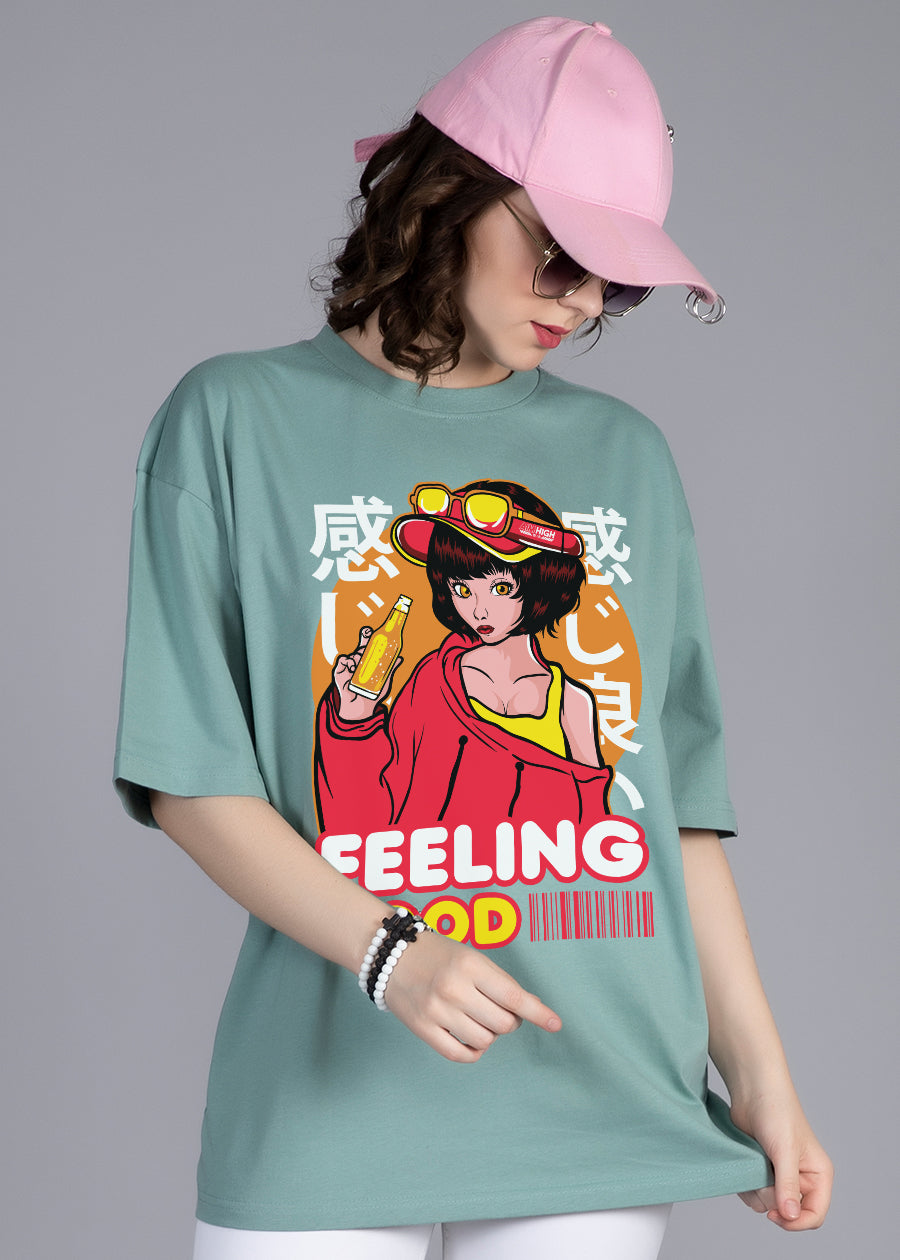 Feeling Good Women Oversized Printed T-Shirt | Shop Now | Pronk