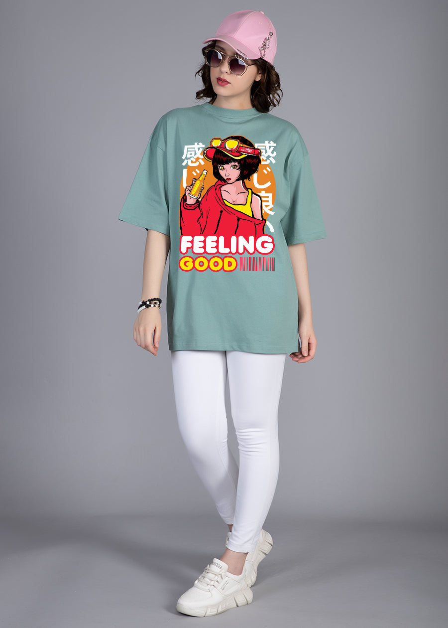 Feeling Good Women Oversized Printed T-Shirt | Shop Now | Pronk