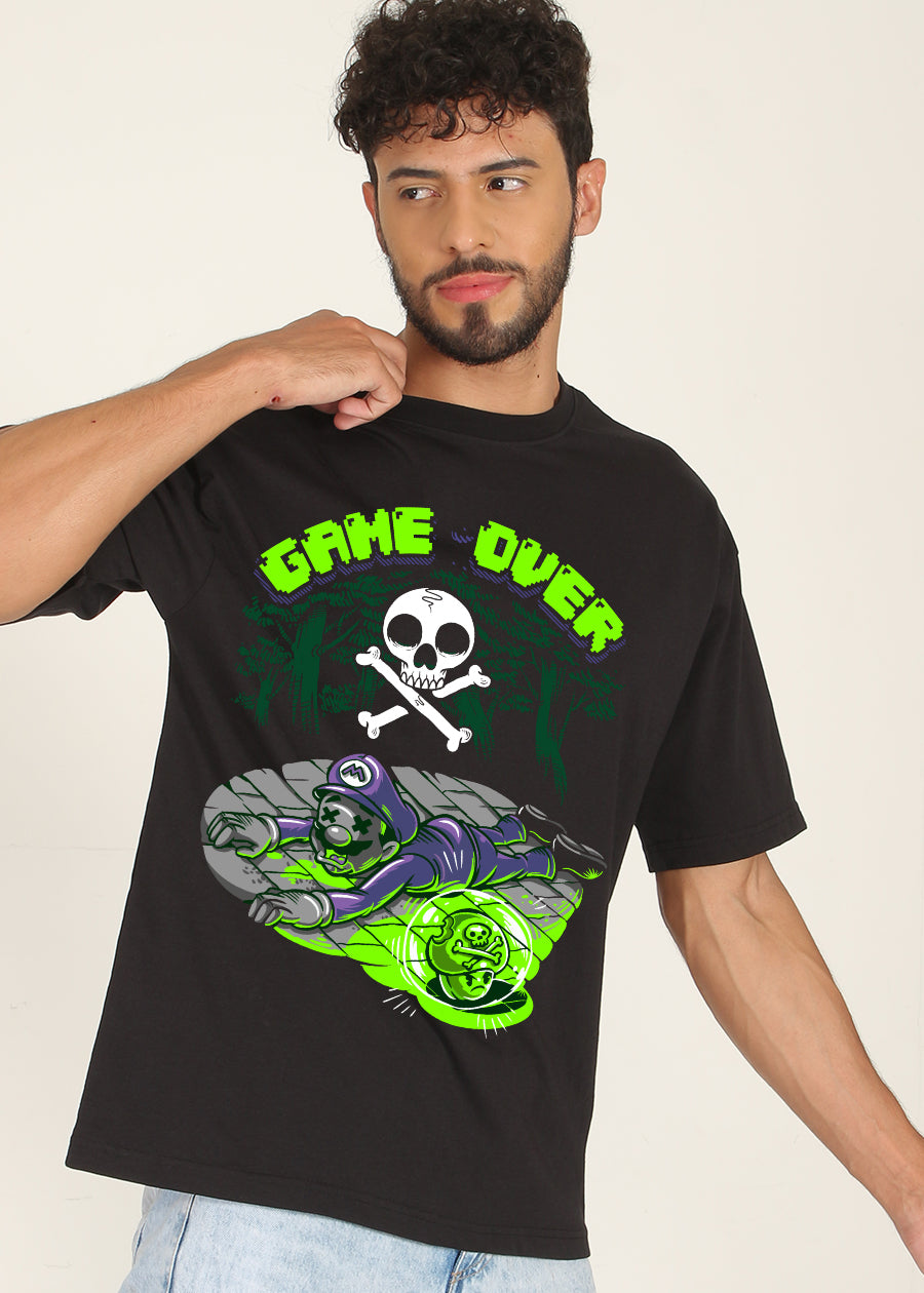 Game Over Men Oversized Printed T-Shirt