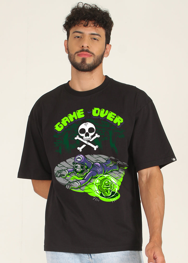 Game Over Men Oversized Printed T-Shirt