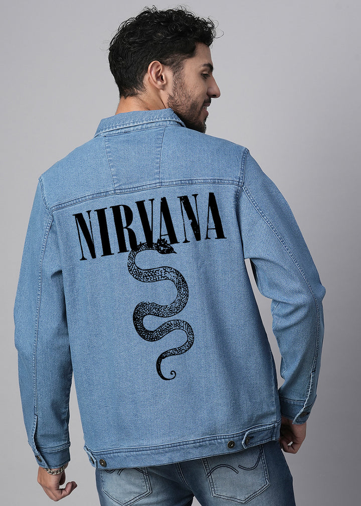 Nirvana Mens Printed Denim Jacket